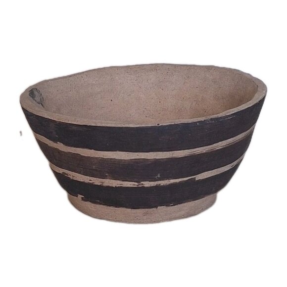 HANDMADE DECORATIVE CLAY BOWL BEIGE BROWN - Picture 1 of 5